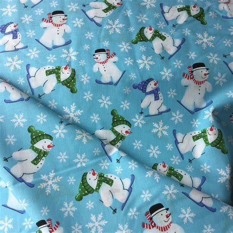 vintage snowman fabric